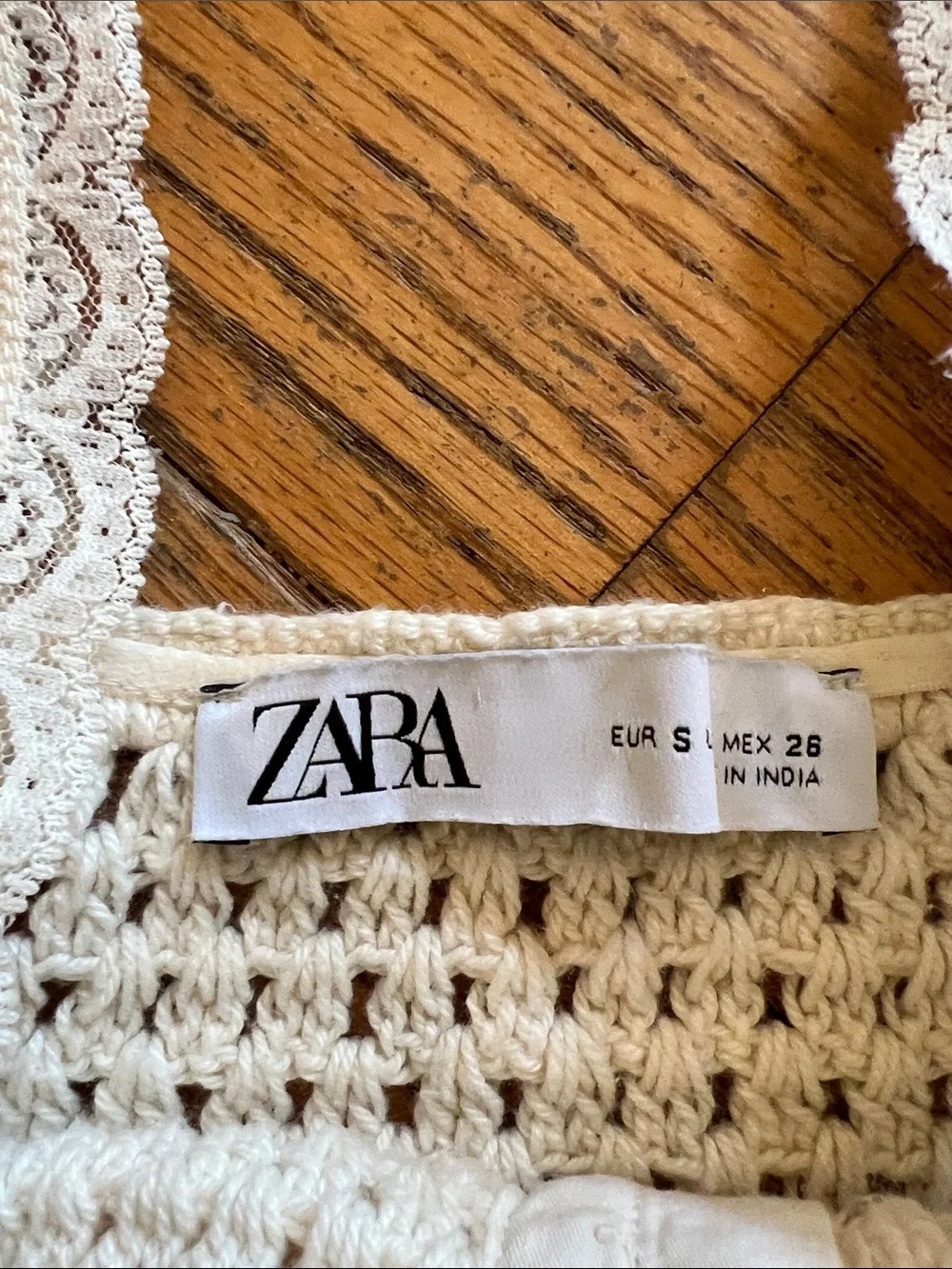 Zara Cream Crochet Lace Crop Top Small - Picture 5 of 6